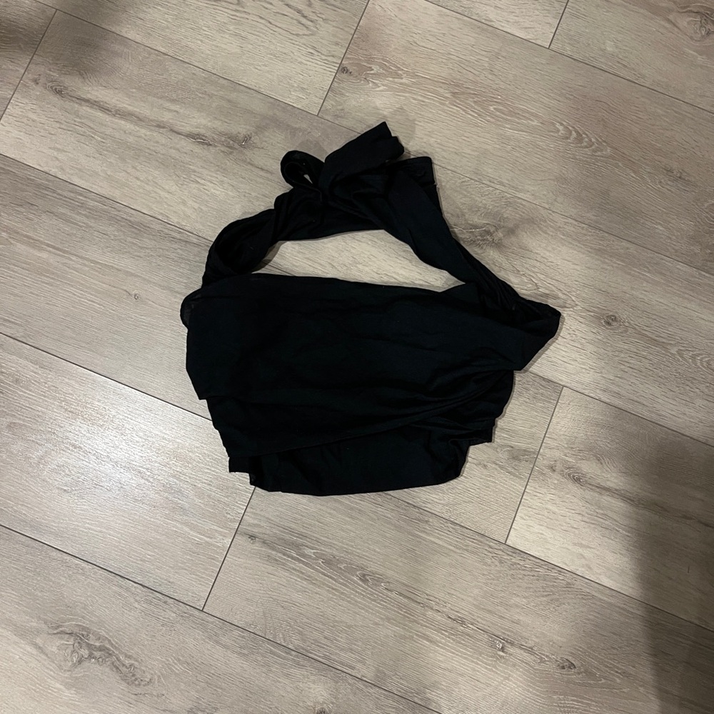 Linen Black Halter Wrap Top